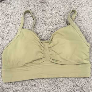 Lululemon Nulu Front-Gather Yoga Bra Olive Green